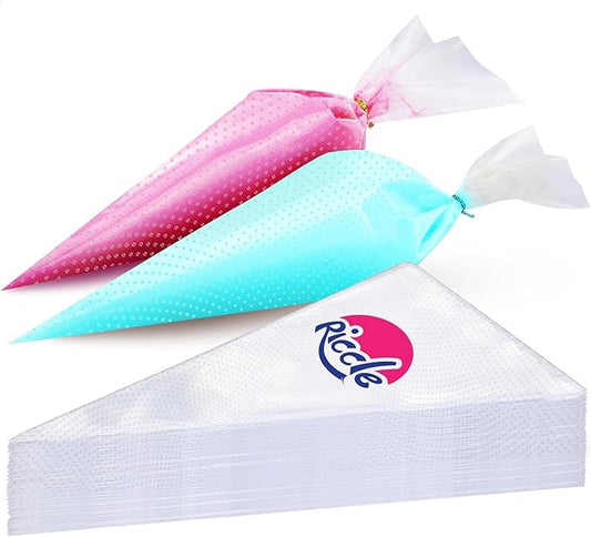 Riccle Disposable Piping Bags 16 Inch - 100 Textured Anti Burst Pastry Bags - Icing Piping Bags for Frosting - Ideal for Cakes and Cookies Decoration by Riccle