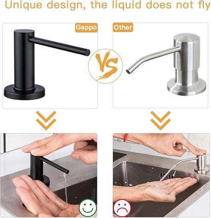 Matte Black Kitchen Sink Soap Dispenser GAPPO Countertop Pump Hand Lotion Built in Bottle Upgrade Stainless Steel Screw - Image 7