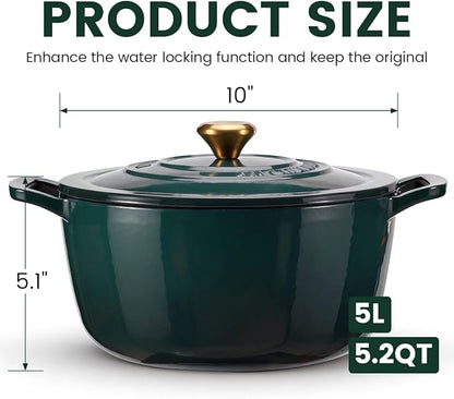 Enameled Cast Iron Dutch Oven - JINCHUFURI 5 Quart Cast Iron Dutch Oven Enameled Oven with Lid for Sourdough Bread Baking, Pre-Seasoned Pot Oven Safe - Image 8
