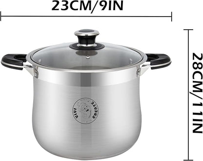 Vivicreate 14.5 Quart Stainless Steel Stock Pot with Lid Large Induction Cooking Pot for Pasta Soup Boiling Stew with Measurement Marks and Handles