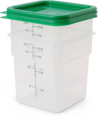 Cambro Food Storage Container with Lid (Microwave Safe and BPA-Free) - 2 Pack - Classic Series Square with Green Lid - 4 QT (Quart) - Commercial Grade for Food Prep (Translucent) - Image 4