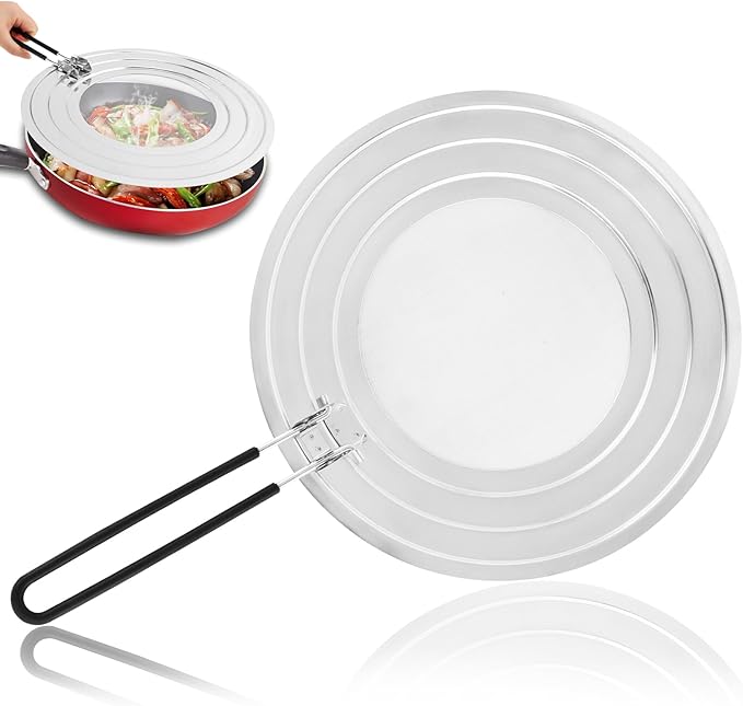 Stainless Steel Splatter Screen for Frying Pan, Collapsible Grease Splatter Guard with Folding Insulated Handle for Fry Pans, Cover Oil Splash from Bacon, Oil or Deep Fryer(SIZE:11.81inch) - Image 9