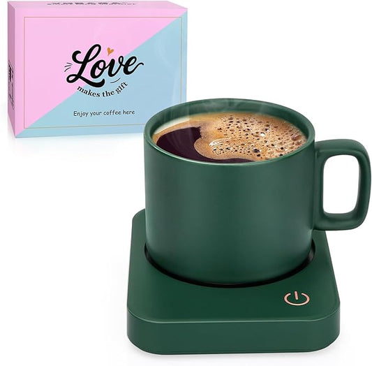 VOBAGA Mug Warmer Set, Coffee Warmer for Desk with 11oz Ceramic Mug, Auto Shut Off & 3-Temp Settings, Smart Coffee Cup Warmer, Home Office Essentials Coffee Set(Mug Included) by VOBAGA