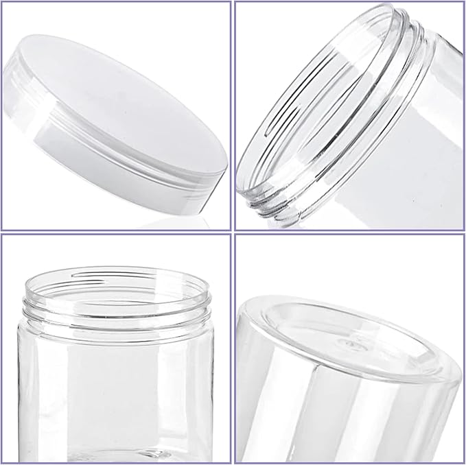 20 Pack 4oz Clear Plastic Jars with Lids,115ml Wide-Mouth Refillable Storage Containers,Empty Round Containers for Candy,Beads,Lotion,Slime Making and Food Storage - Image 3