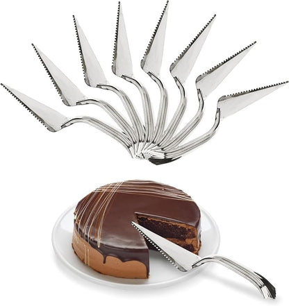 PARTY BARGAINS Silver Plastic Cake Cutter, 10 Inch Classic Disposable Cake Server for Weddings, Birthdays & Parties, BPA Free, Heavy-Duty Serving Utensil, 8 Pack
