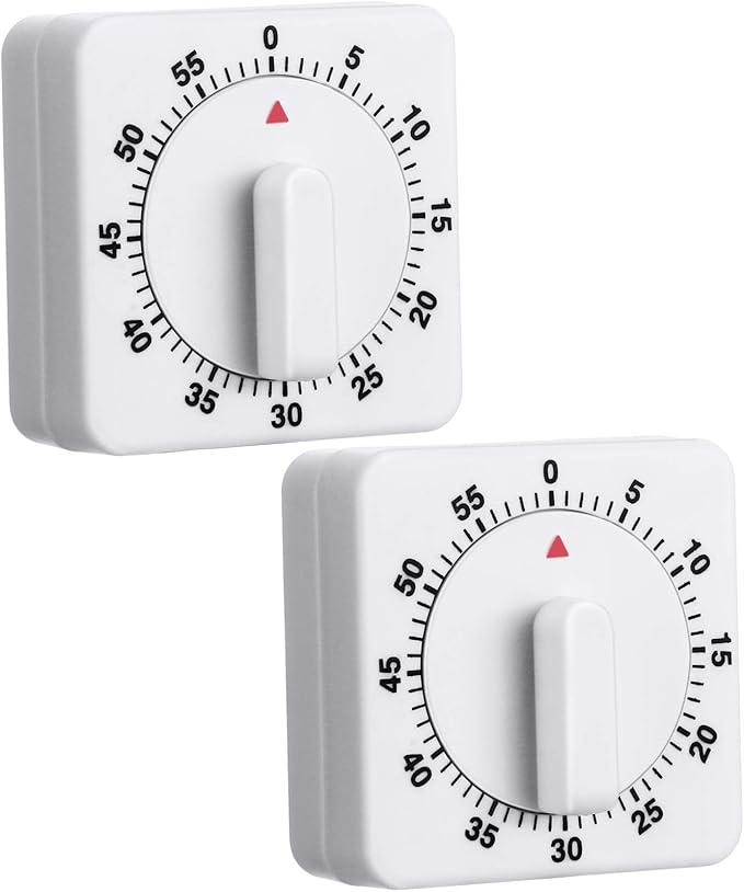 Weewooday 2 Pieces 60 Minute Visual Kitchen Timer Hour Mini Countdown Mechanical Timer Loud Voice for Kitchen, Homework, Exercise by Weewooday