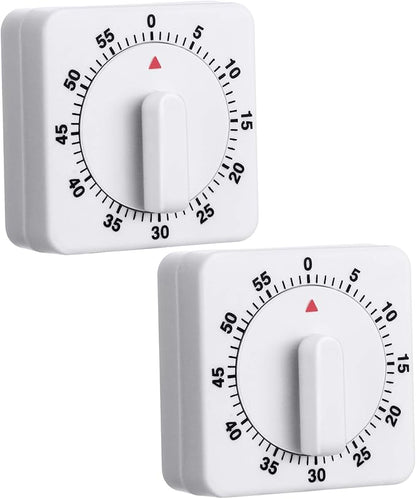 Weewooday 2 Pieces 60 Minute Visual Kitchen Timer Hour Mini Countdown Mechanical Timer Loud Voice for Kitchen, Homework, Exercise by Weewooday