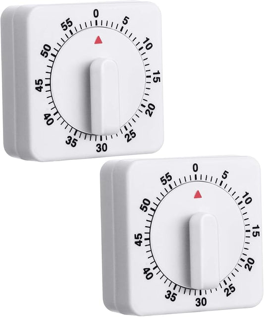Weewooday 2 Pieces 60 Minute Visual Kitchen Timer Hour Mini Countdown Mechanical Timer Loud Voice for Kitchen, Homework, Exercise by Weewooday