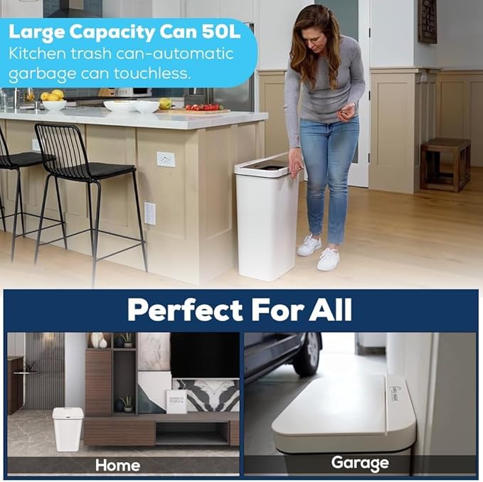 Simpli-Magic 13 Gallon (50L) Motion Sensor Touchless Trash Can – Automatic Hands-Free Garbage Can for Kitchen, Home, Office - Image 7