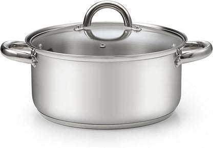 Cook N Home 5.5-Quart Sauce Pot Stainless Steel Stockpot with Glass Lid, Basics Saucier Casserole Stock Pot by CookNHome