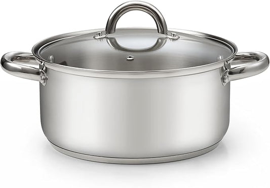 Cook N Home 5.5-Quart Sauce Pot Stainless Steel Stockpot with Glass Lid, Basics Saucier Casserole Stock Pot by CookNHome