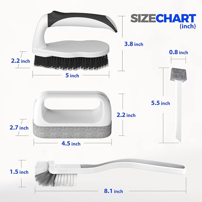 Holikme Deep Cleaning Brush Set, Scrub Pads with Scraper Tip for Pool Walls, Bathroom, Grout, Floor, Bike, Tub, Shower and Kitchen Surface, Abrasive Wheel Brushes (Black) - Image 6