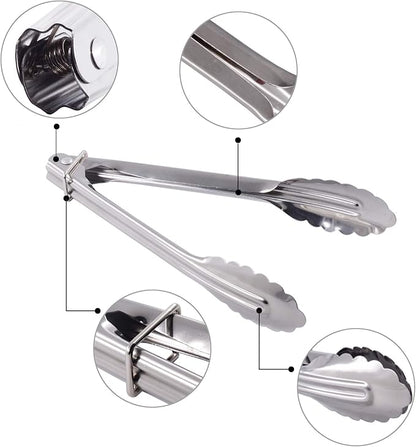 HINMAY Mini Stainless Steel Serving Tongs Small Tongs for Serving Food Cooking Salad Grilling (7-Inch 3 Pieces) - Image 2