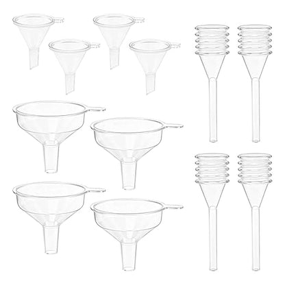 Mini Funnel Kit, 12-Piece Set: 8 Small Funnels (2 Sizes) + 4 Mini Droppers, Food-Grade PP Funnels for Filling Small Bottles, Oils, Spices and Perfume