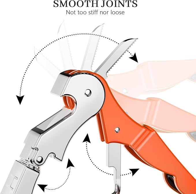 HYZ 2-Pack Wine Opener Waiter Corkscrew, Professional Wine Key for Servers, Bartender with Foil Cutter, Manual Wine Bottle Opener Double Hinged (Orange) - Image 3