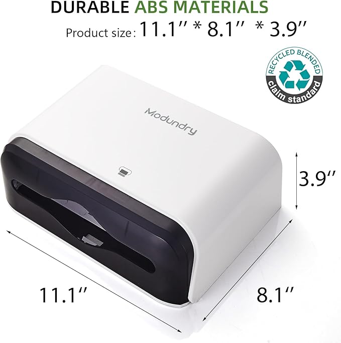 Wall Mount Paper Towel Dispenser, Multifold Hand Towel Dispenser with Smart Lock, Adhesive No-Drill or Screw Install, Holds 200 Towels for Bathroom, Restroom, Office, Kitchen & Home, White