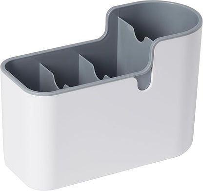 Amazon Basics Countertop & Wall Organization for Utensils, Space-Saving, Divided Compartments, White & Grey - Image 3