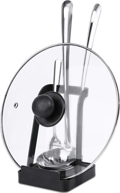 NiHome Versatile Pot Lid Ladle Holder Multipurpose Spatula Pad Book Cutting Board Spoon Rest Kitchen Utensils Drip Tray Washable Durable Stable Tack-Free Installation (Black) by NiHome
