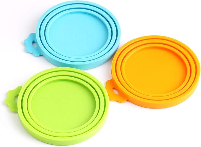 Comtim Pet Food Can Cover Silicone Can Lids for Dog and Cat Food(Universal Size,One fit 3 Standard Size Food Cans),Multi-colored by COMTIM