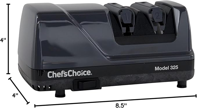 Chef'sChoice Professional Electric Knife Sharpeners Sharp-N-Hone With 100-Percent Diamond Abrasives And Precision Angle Guides For 20-Degree Straight-Edge and Serrated Knives, 2-Stage, Gray