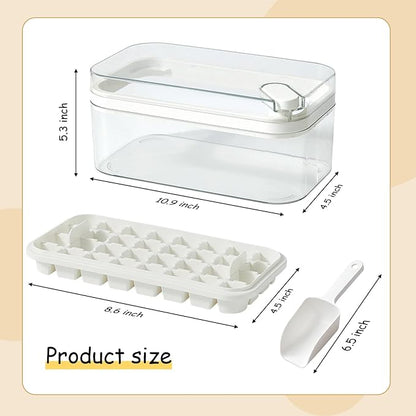 Ice Cube Tray with Lid and Bin, 2 Pack for Freezer, 64 Pcs Ice Cube Mold (White) - Image 3