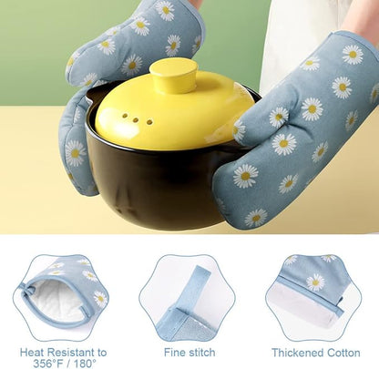 AUAUY Oven Mitts and Pot Holders, 392°F Heat Resistant Cooking Gloves and Hot Pads, Baking Mittens Grilling Gloves BBQ Gloves. Non-Slip Kitchen Mittens Home Essentials for Oven Cooking Baking Grilling - Image 3