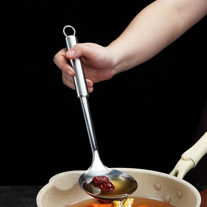 Stainless Steel Ladle, Berglander Soup Ladle, Cooking Ladle, Kitchen Ladle, Metal Soup Spoon For Cooking Non-Stick And Heat Resistant, Dishwasher Safe, Easy to Clean - Image 8