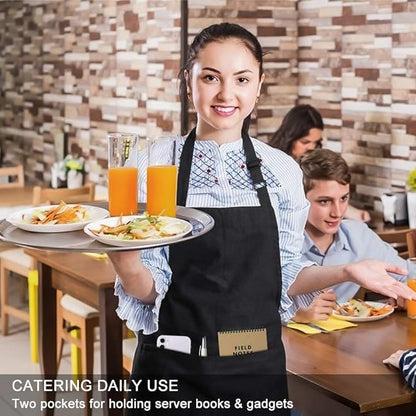 Jubatus 1 Pack Bib Aprons with 2 Pockets Cooking Chef Kitchen Apron for Women Men, Black - Image 5