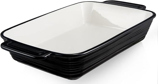 LIFVER Casserole Dish for Oven, 9x13 Ceramic Baking Dish, 115oz Large Lasagna Pan, Durable Deep Baking Pan with Handles, Oven Safe, Home & Kitchen Decor Gifts, Black by LIFVER