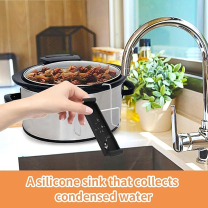 2 Pack Slow Cooker Lid Holder, Stainless Steel Lid Rack with Silicone Sink for Crock Pot, Mess-Free Cooking Utensil Rest, Holds Lids Securely, Perfect for Busy Home Chefs