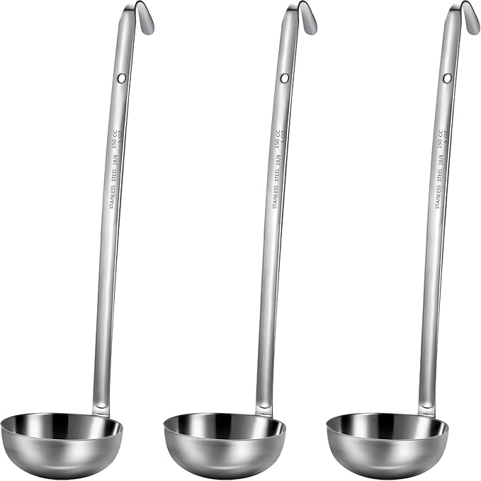 meekoo Stainless Steel Ladle Soup Handle Ladle with Pouring Rim for Kitchen Cooking Soup Sauce by meekoo