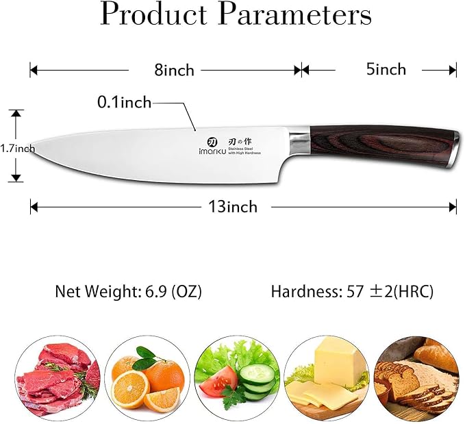 imarku Japanese Chef Knife - Sharp Kitchen Knife 8 Inch Chef's Knives HC Steel Paring Knife, Unique Gifts for Men and Women, Gifts for Mom or Dad, Kitchen Gadgets with Gift Box, Mothers Day Gifts - Image 4