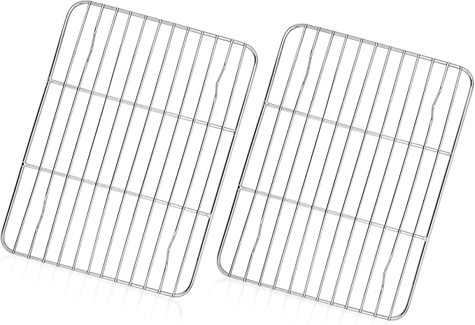 TeamFar Cooling Rack, 8.75” x 6.25” Stainless Steel Wire Baking Rack for Cooking Roasting Grilling, Fit for Oven Pan, Oven & Dishwasher Safe, Non-toxic & Heavy-Duty, 2PCS by TeamFar