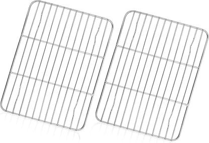 TeamFar Cooling Rack, 8.75” x 6.25” Stainless Steel Wire Baking Rack for Cooking Roasting Grilling, Fit for Oven Pan, Oven & Dishwasher Safe, Non-toxic & Heavy-Duty, 2PCS by TeamFar