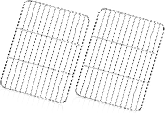 TeamFar Cooling Rack, 8.75” x 6.25” Stainless Steel Wire Baking Rack for Cooking Roasting Grilling, Fit for Oven Pan, Oven & Dishwasher Safe, Non-toxic & Heavy-Duty, 2PCS by TeamFar