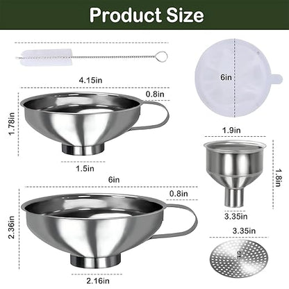 Yevior Canning Funnel for Filling Mason Jars - Wide Mouth Funnels for Kitchen Use Filling Bottles - Kitchen Gadgets Canning Supplies Kit - Stainless Steel - 5 Pack - Image 5
