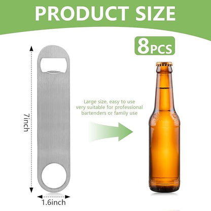 KISEER Heavy Duty Stainless Steel Flat Bottle Opener, 8 Pack Beer Bottle Opener for Kitchen, Bar or Restaurant - Image 2