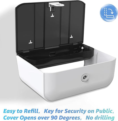Paper Towel Dispenser Wall Mount, Multifold Paper Towel Holder Adhesive Hand Towel Dispenser for Bathroom Kitchen Commercial, White