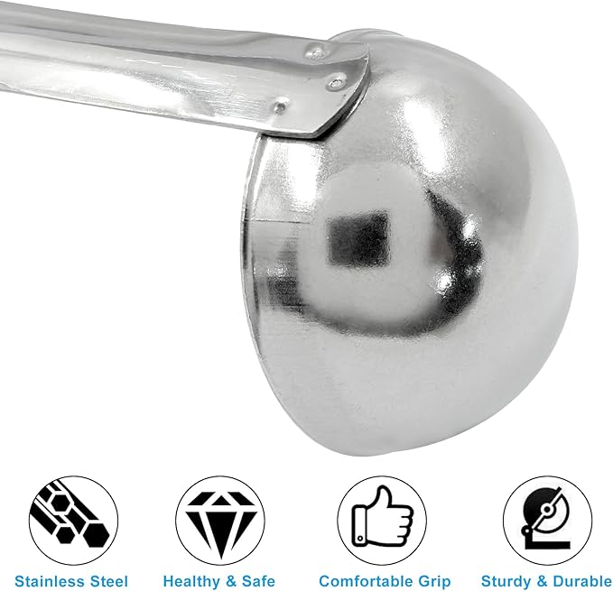 Piutouyar 3 Pcs 1 oz Soup Ladle Set, Stainless Steel Ladle with Long Hooked Handles Kitchen Cooking Serving Ladle Accessories for Cooking Soup Sauce Stews - Image 3