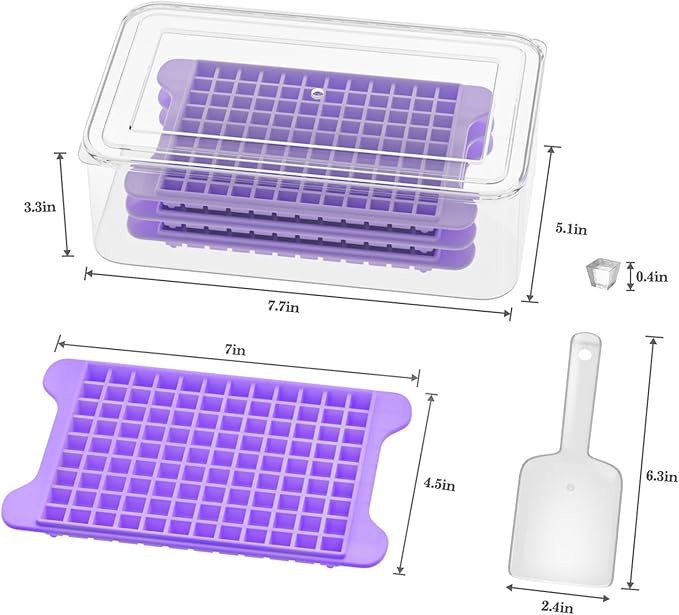 Mini Ice Cube Tray for Freezer: GGUW Nugget Ice Cube Tray with Bin - Crushed Ice Tray Making 4×108 PCS Icecube - Easy Release Iced Maker Trays - Image 2