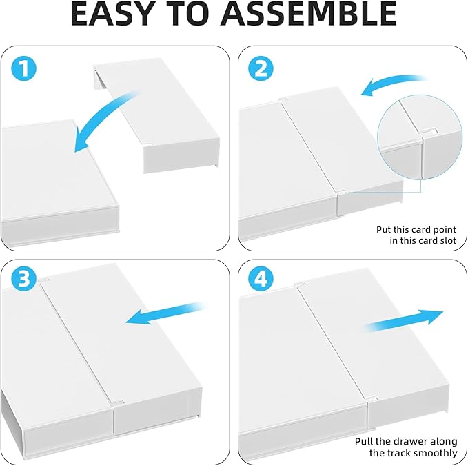Marbrasse Expandable Desk Drawer Organizer, Clear Plastic Drawer Organizer Tray with 10 Adjustable Compartments, Desk Organizers and Accessories, 5 Drawer Dividers for Office Supplies, Makeup(White) - Image 6