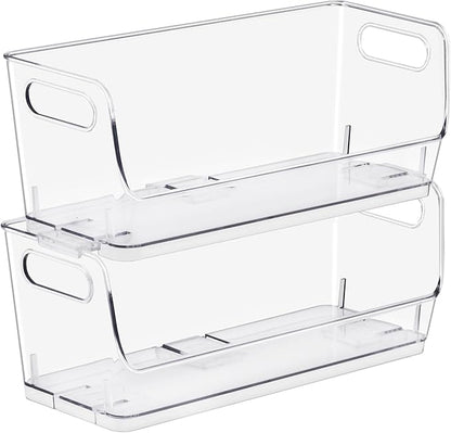 Sorbus Stackable Storage Bins Open Front, Clear Stackable Storage Bins, Pantry Bins for Storage and Organization, Acrylic Stackable Bins for Kitchen, Clear Pantry Organizer Bins (Small Wide 2 Pack) by Sorbus