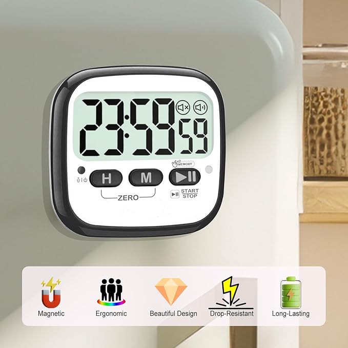 AyayaBoss 2-Pack Magnetic Kitchen Timers for Cooking, Digital Stop Watch Countdown Timer for Kids, Teachers, Classroom, Office, Exercise - Battery Included - Image 4