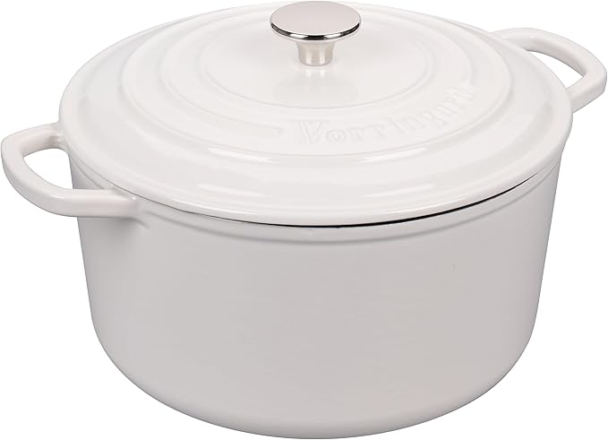 VORRINGARD Enameled Cast Iron Dutch Oven Pot with Lid, for Sourdough Bread Baking, Round Dutch Ovens, 4.5 Quart, White - Image 6