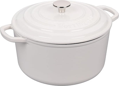 VORRINGARD Enameled Cast Iron Dutch Oven Pot with Lid, for Sourdough Bread Baking, Round Dutch Ovens, 4.5 Quart, White - Image 6