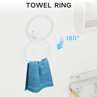 KLJKPA Bathroom Accessories Set, 4 Pieces White Bathroom Hardware Set, 24 inch Towel Bar, Towel Racks for Bathroom, Robe Towel Hooks, Toilet Paper Holder Wall Mounted - Image 3