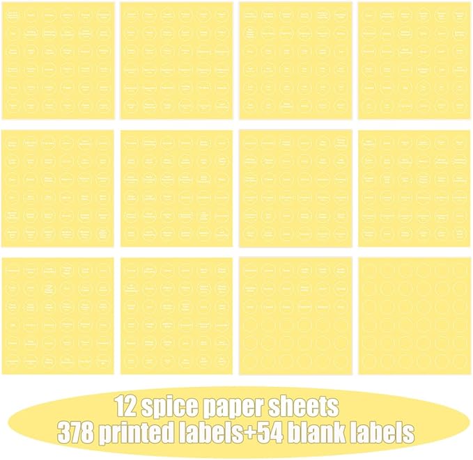 Spice Labels, 432Pcs Spice Labels Stickers 1.4in Waterproof Adhesive Round Preprinted Spice with Blank Label Tear Resistant Sticker for Kitchen Jars Caps Food Containers Organizers (Transparent) - Image 4
