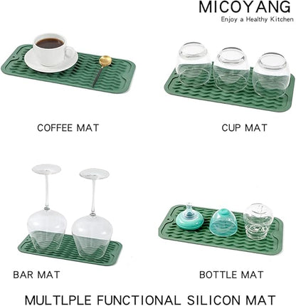 MicoYang Silicone Dish Drying Mat for Multiple Usage,Easy clean,Eco-friendly,Heat-resistant Silicone Mat for Kitchen Counter or Sink,Refrigerator or Drawer Liner Green S 12 inches x 6 inches - Image 4