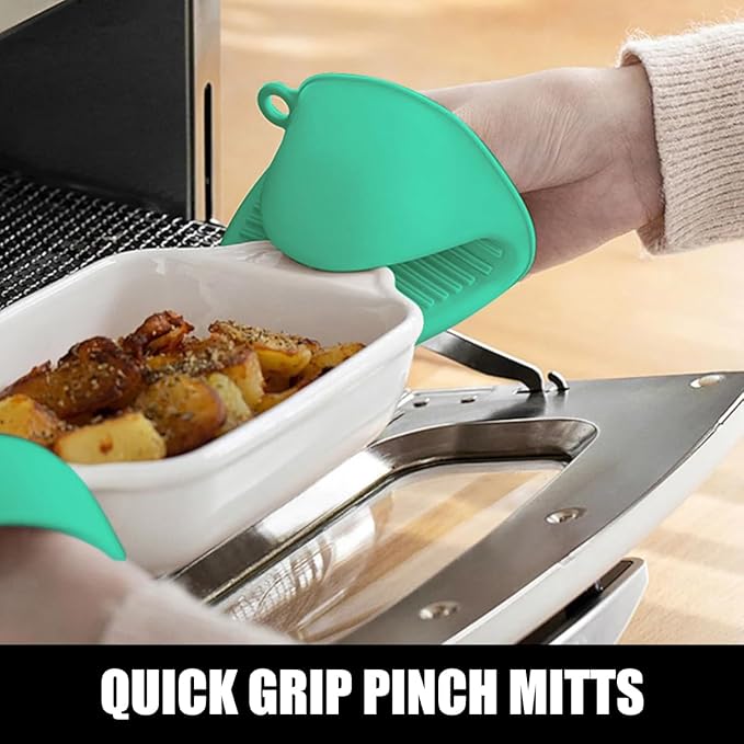 Rorecay 6pcs Oven Mitts and Pot Holders Sets Heat Resistant 500 Degrees, Non-Slip Silicone Hot Pads Potholders for Kitchen Baking Cooking, Extra Long Oven Gloves Quilted Liner, Jungle - Image 8