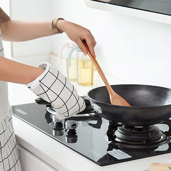 Oven Mitts and Potholders BBQ Gloves-Oven Mitts and Pot Holders with Recycled Infill Silicone Non-Slip Cooking Gloves for Cooking Baking Grilling (4-Piece Set) (White) - Image 3